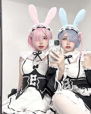 Ran and Rem cosplay by Cindy and Akaei ray'