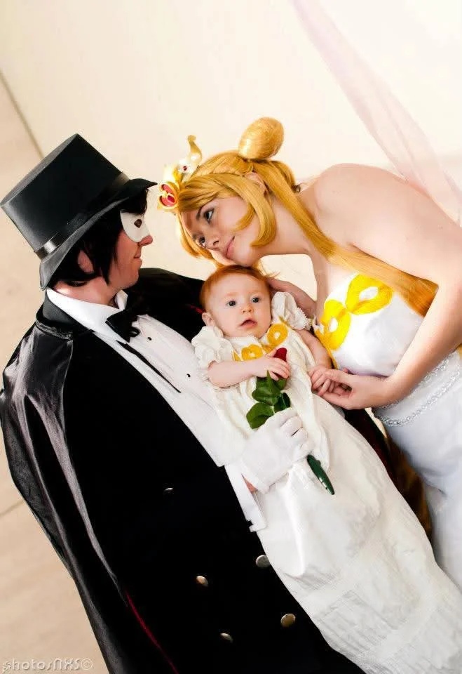 My Family as Neo Queen Serenity, Tuxedo Mask, and Princess Chibiusa From Sailor Moon, My Daughter's First Cosplay picture 1 of 3