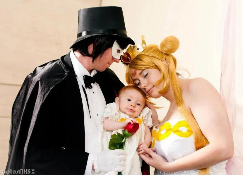 My Family as Neo Queen Serenity, Tuxedo Mask, and Princess Chibiusa From Sailor Moon, My Daughter's First Cosplay picture 3 of 3