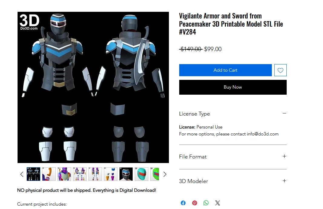 Does anyone have this 3D model of the Vigilante costume from the Peacemaker series that I can borrow to cosplay the character? picture 1 of 1