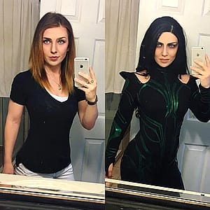 Hela Before & After by @captainkayceecosplay'