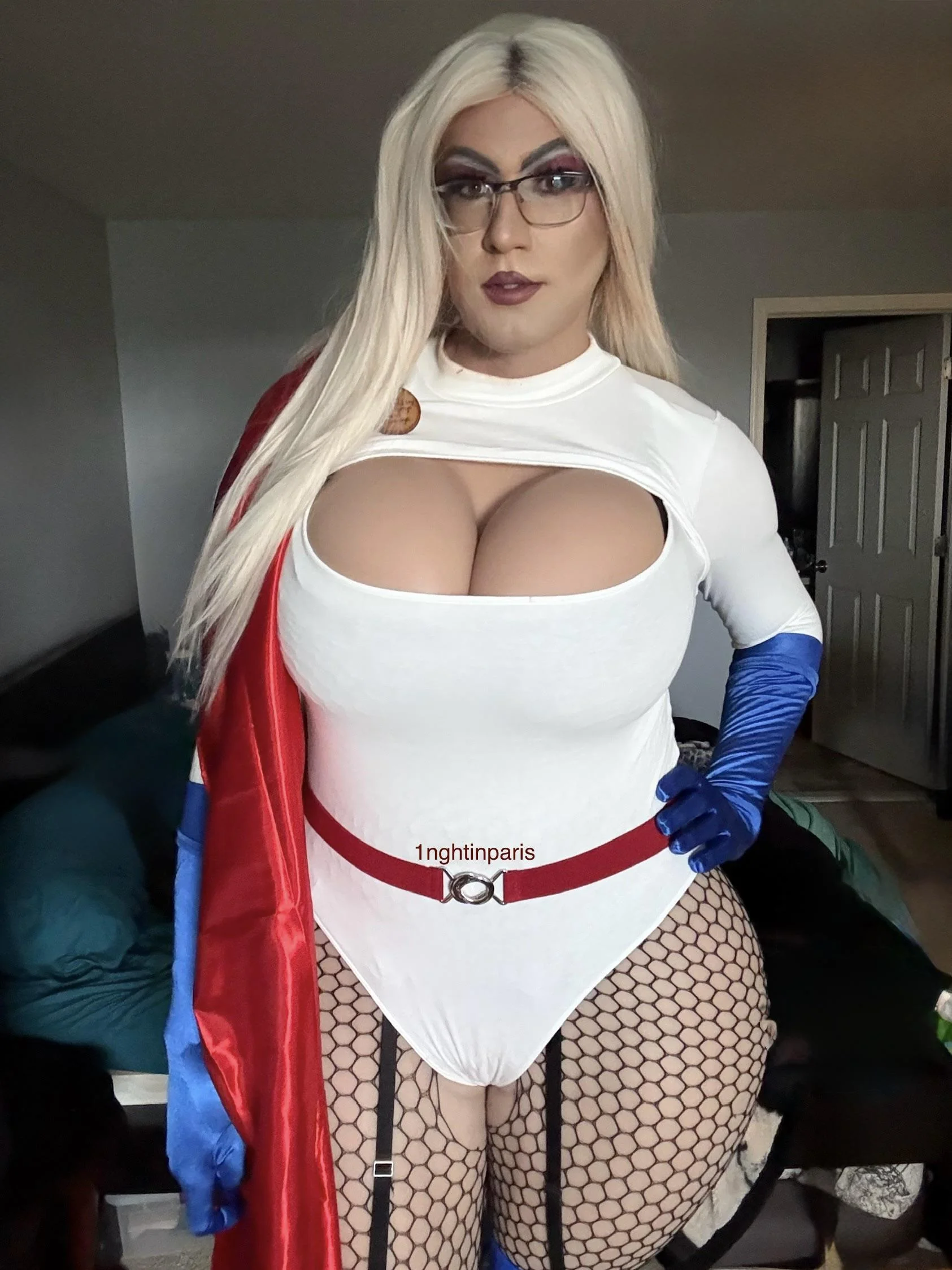 Powergirl cosplay by 1nghtinparis, I know fishnets aren’t accurate but they’re fun :) picture 1 of 1