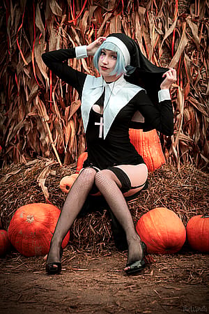 Miku Rabbit Hole Nun Cosplay by @v.rose_cosplay'