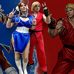 ShawnCosplay as Ken from Street Fighter, Alinamasquerade as Chun-Li'