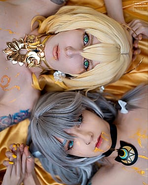 Aglaea & Cipher from Honkai Star Rail by me (kerocchi) & akaredkarma'