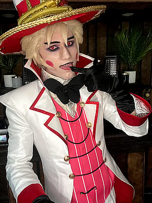My cosplay of Lucifer Morningstar from Hazbin Hotel. Cosplayer name @whitehairdante_23'