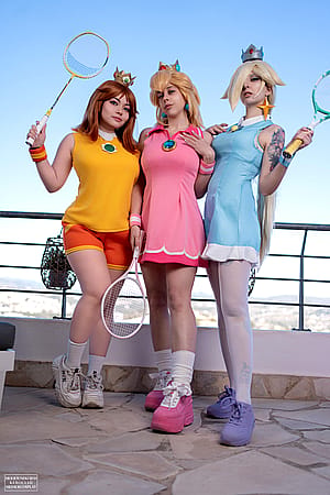 Daisy, Peach & Rosalina cosplays from Mario Tennis by MoodyNekoJess, MeiMoe and I (Kerocchi)'
